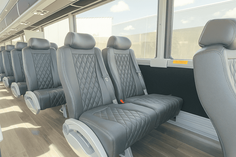 interior of Corpus Christi Minibus Company charter bus